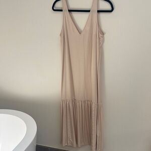 H&M Cream V-Neck Midi Dress
